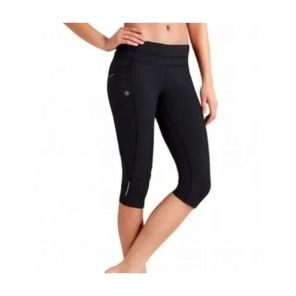 Athleta Dobby Be Free Knicker Black Capri Leggings Women's Sz S #138478 - Picture 1 of 9